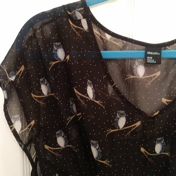 Sheer Owl Print Tunic Dress - Picture 3 of 3